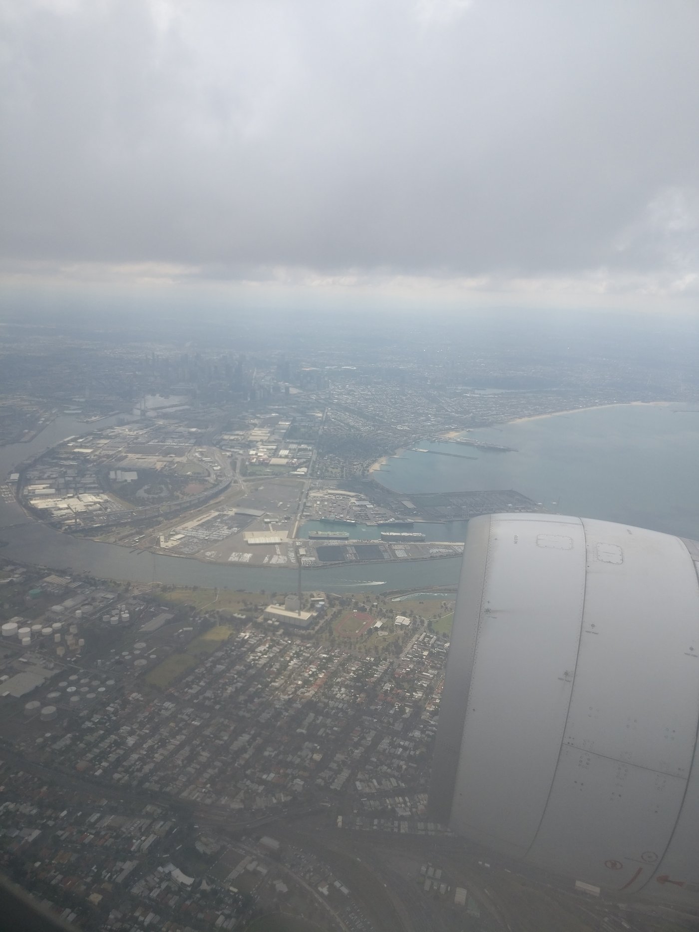 Flying over Melbourne during the day