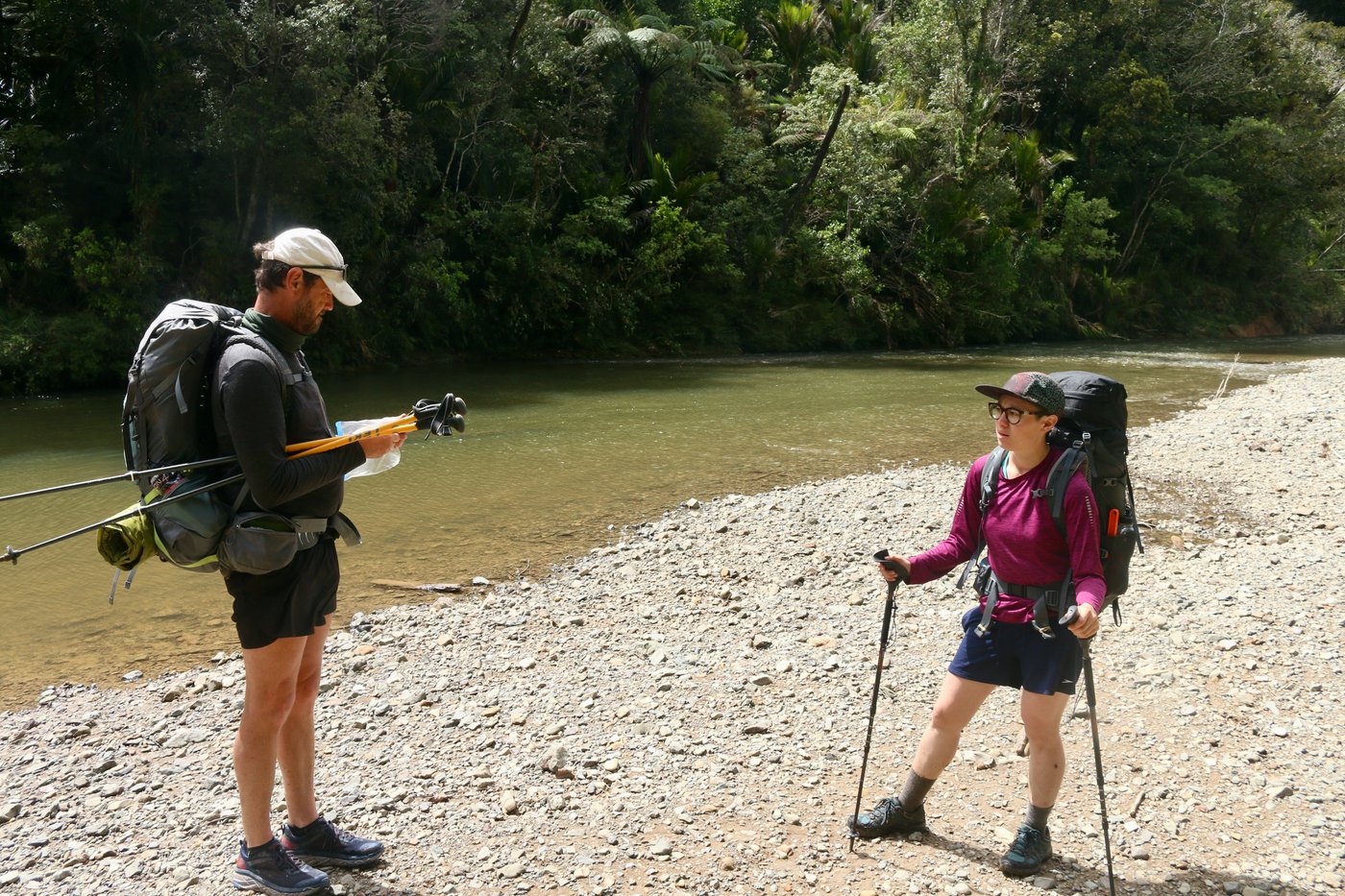 Paul and Rose look at the map to unearth the whereabouts of the track.