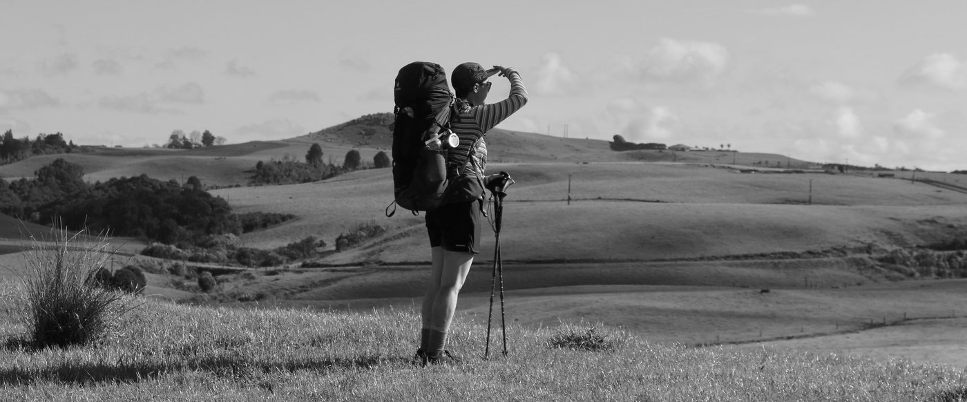 Rose looks out over rolling hills of green pasture.