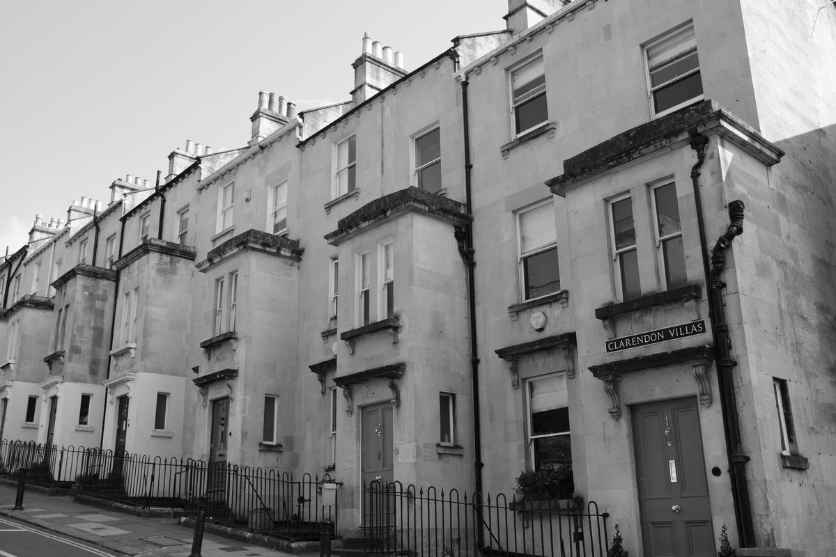 A row of old terraced houses in Bath