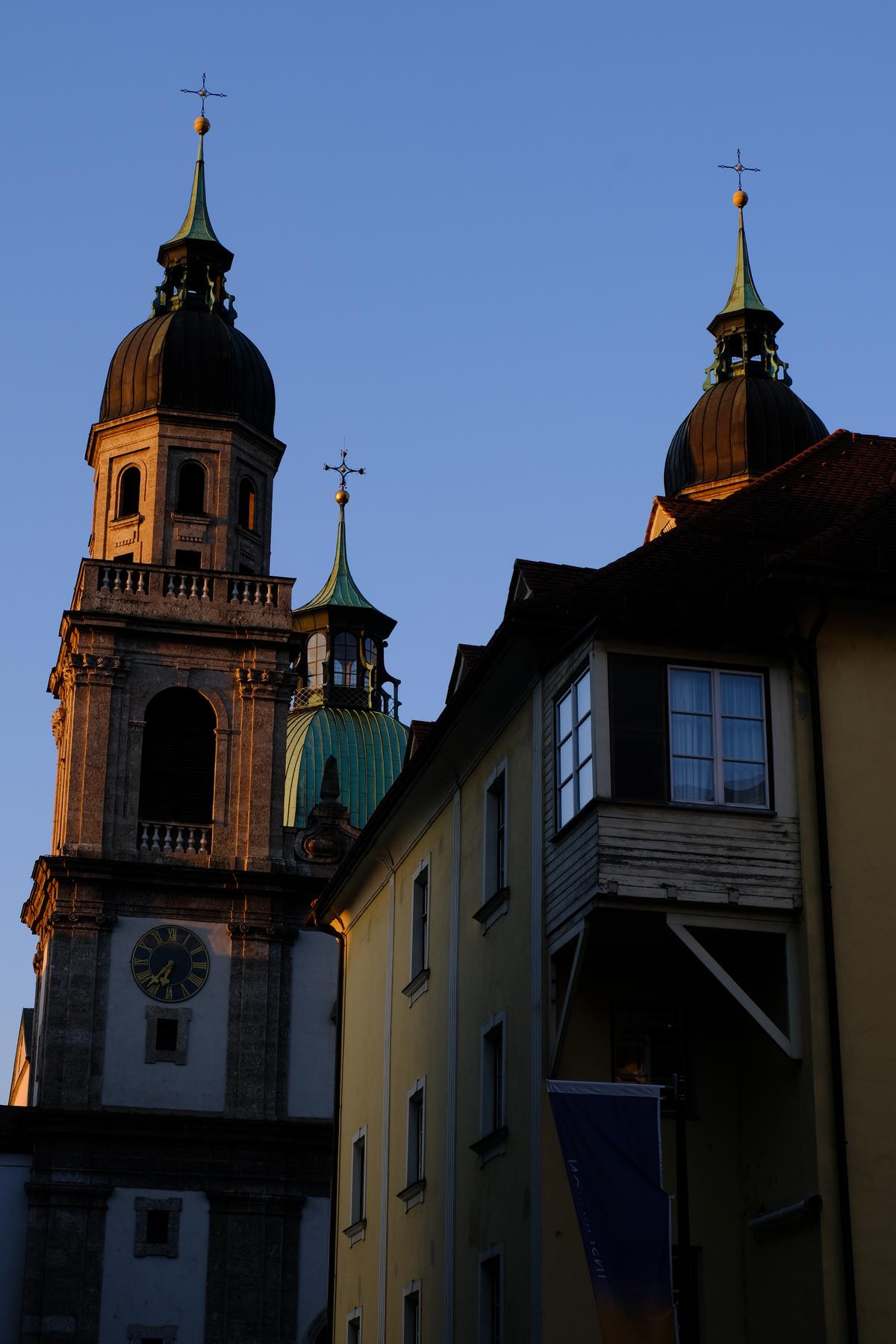 Beautiful old buildings against the sky in Innsbruck, Austria