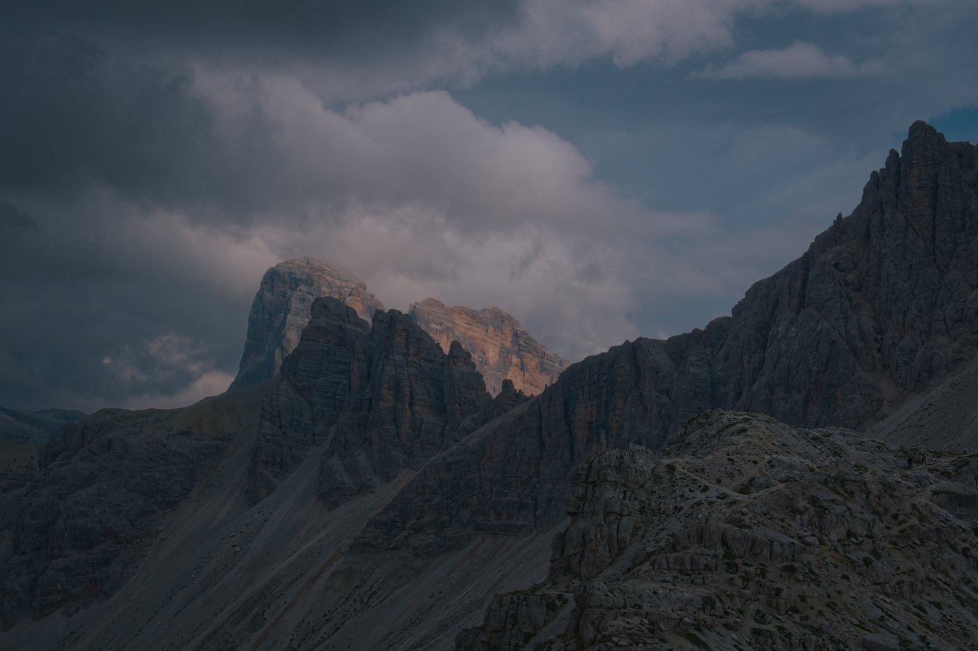 Looking east, away from Tre Cime di Lavaredo. Dolomites, Italy