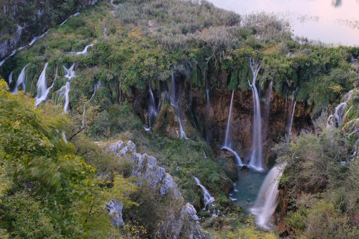 The many falls at Veliki Slap, early morning, Croatia