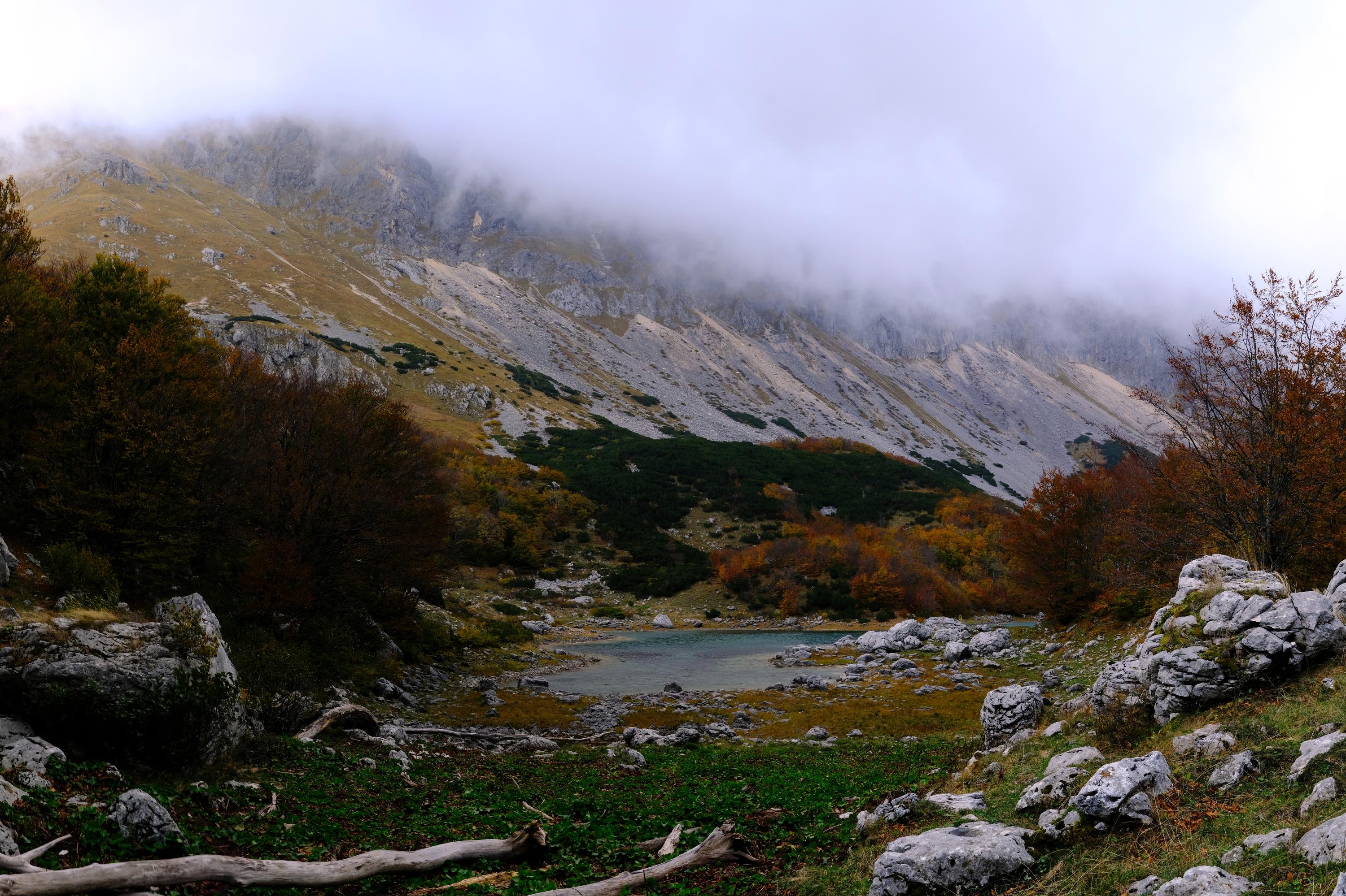 Sušičko jezero where we camped before climbing Planinica in the Durmitors, Montenegro