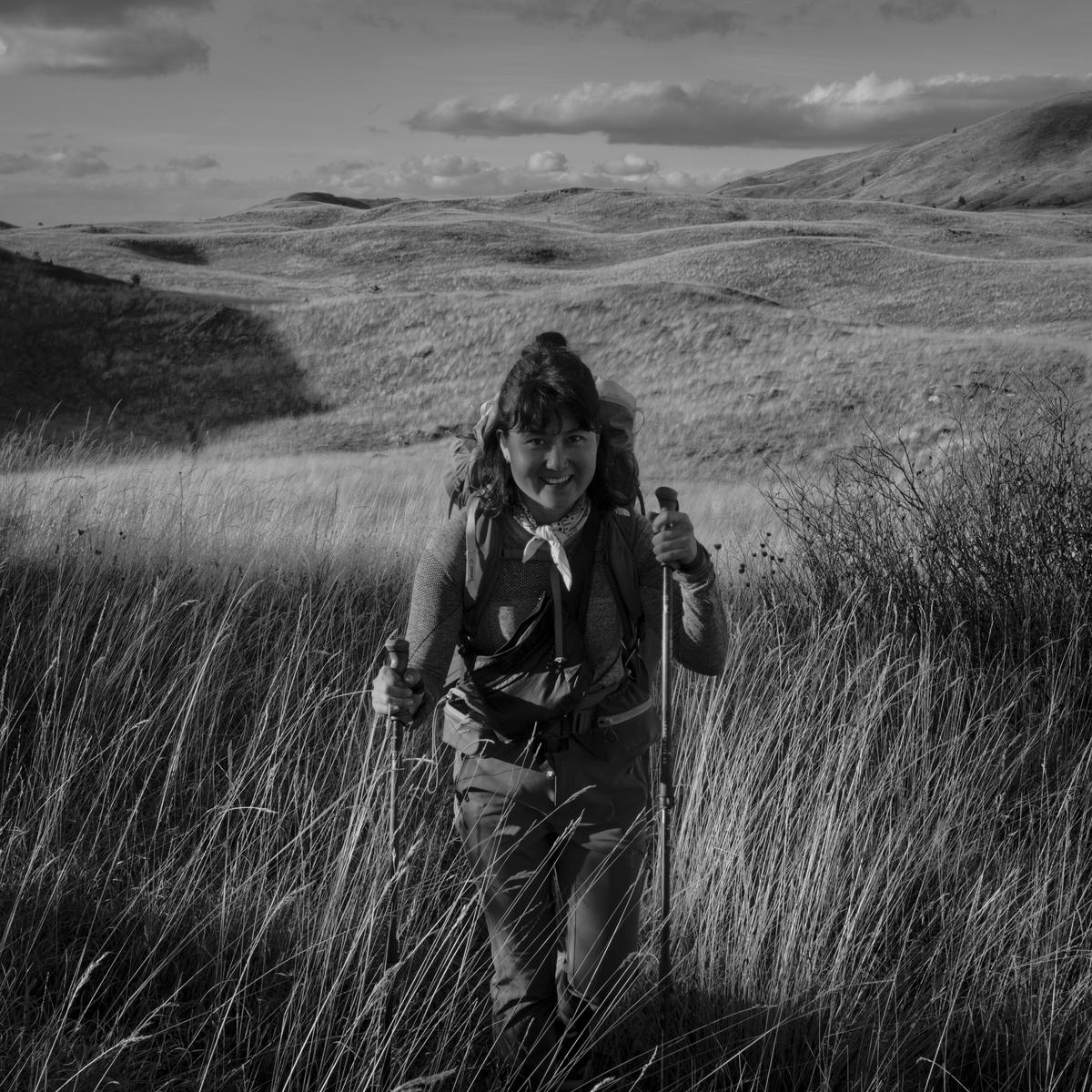 Mizuki during our walk through the Karst mountains as we crossed Montenegro