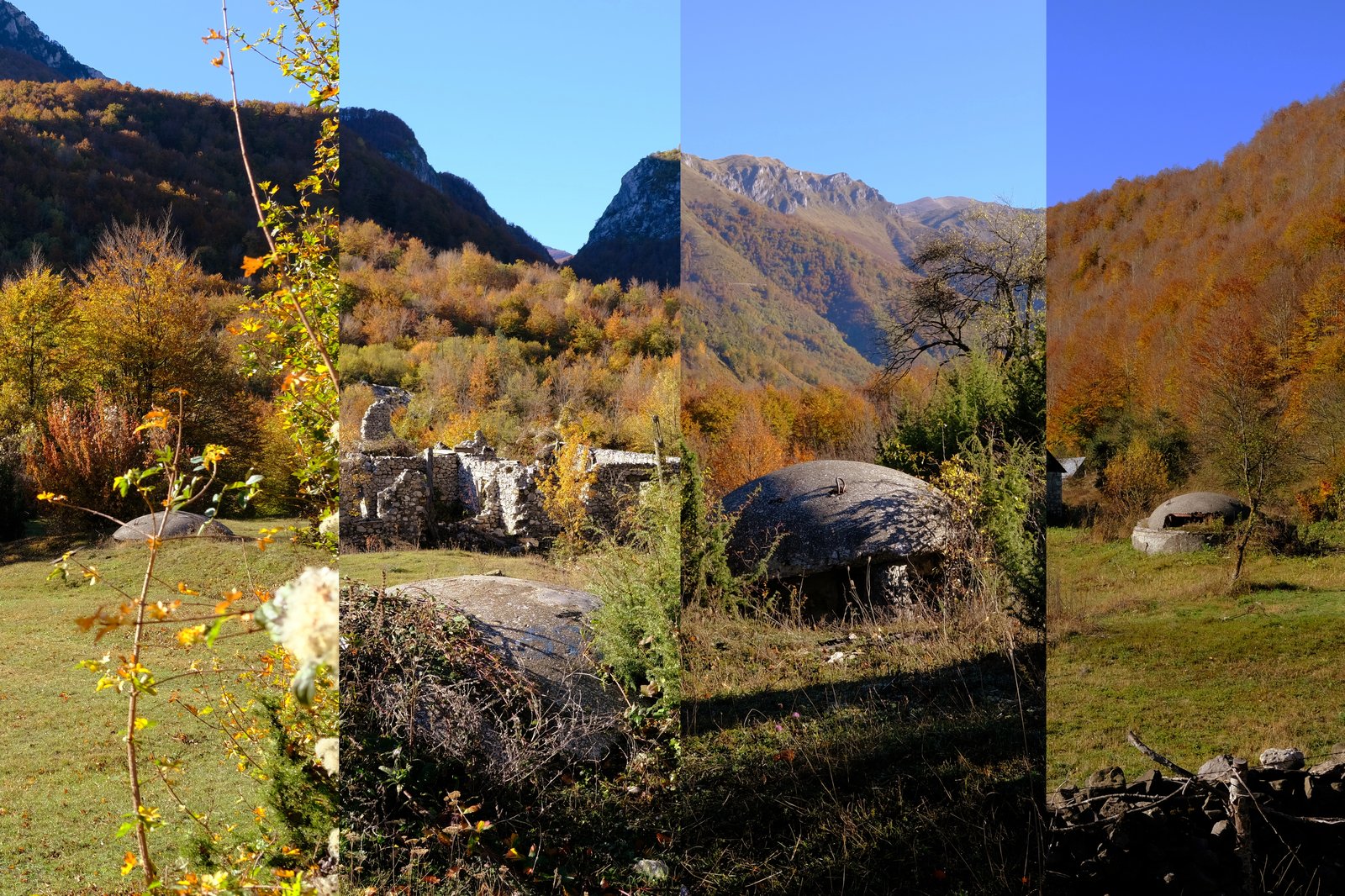 A collage of just some of the bunkers met during our first 45 minutes in Albania