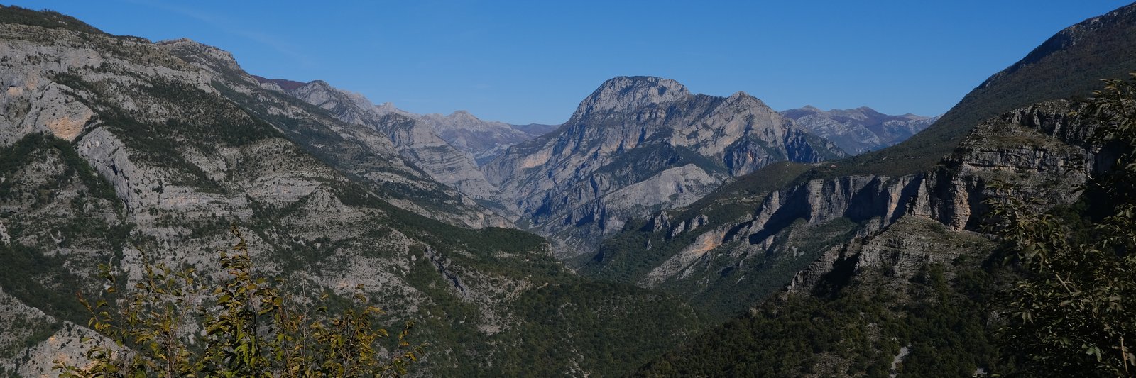 A mountain view in from the top of the Rrapsh Serpentine in Kelmend, Albania while Mizuki and I hitched toward Shkodër