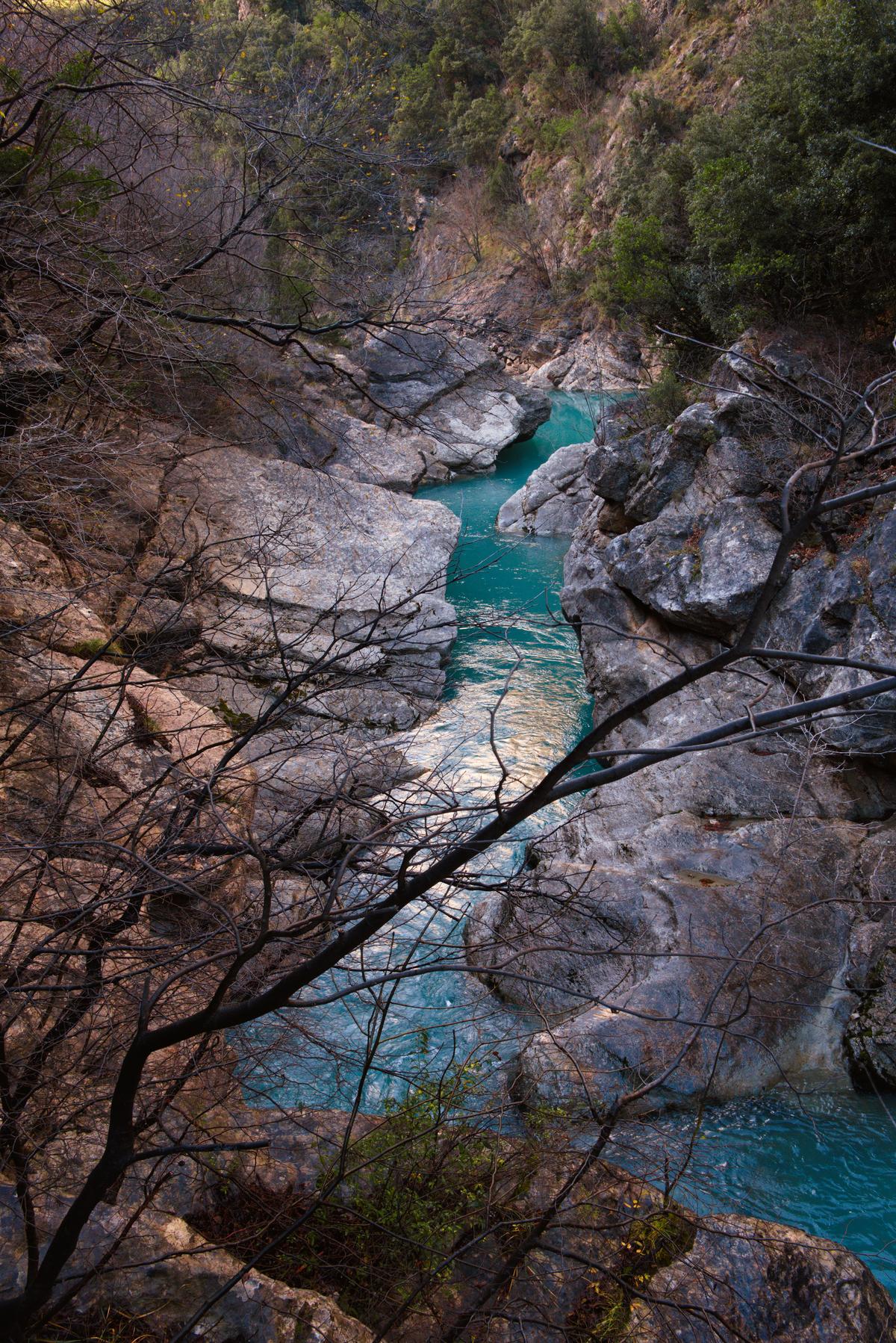 The Erzen river in the canyon beneath Shpella e Pëllumbasit, Albania