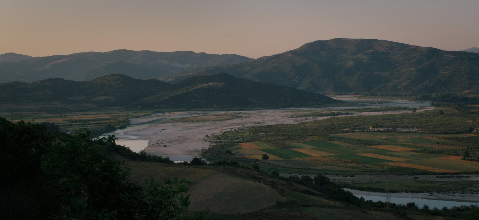 Looking down on the Vjosa river after crossing it and beginning to climb out of the valley. Shortly before meeting Fejzir. Albania