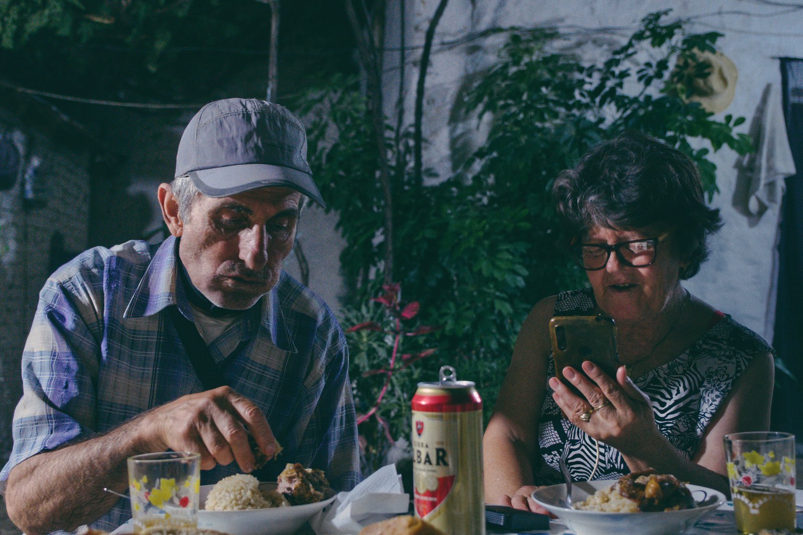 Fejzi and Farfuri as we sat down to dinner. Farfuri busily ringing the whole extended familja to tell of this strange wanderer who'd showed up for the night. Kushaj, southern Albania