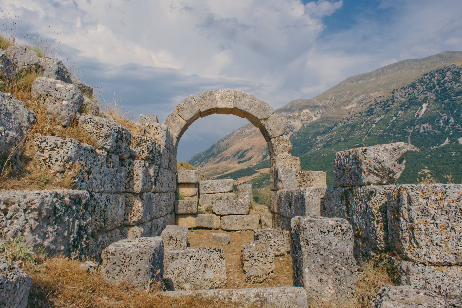 A crumbling arch of the Illyrian ruins at Amantia. Albania