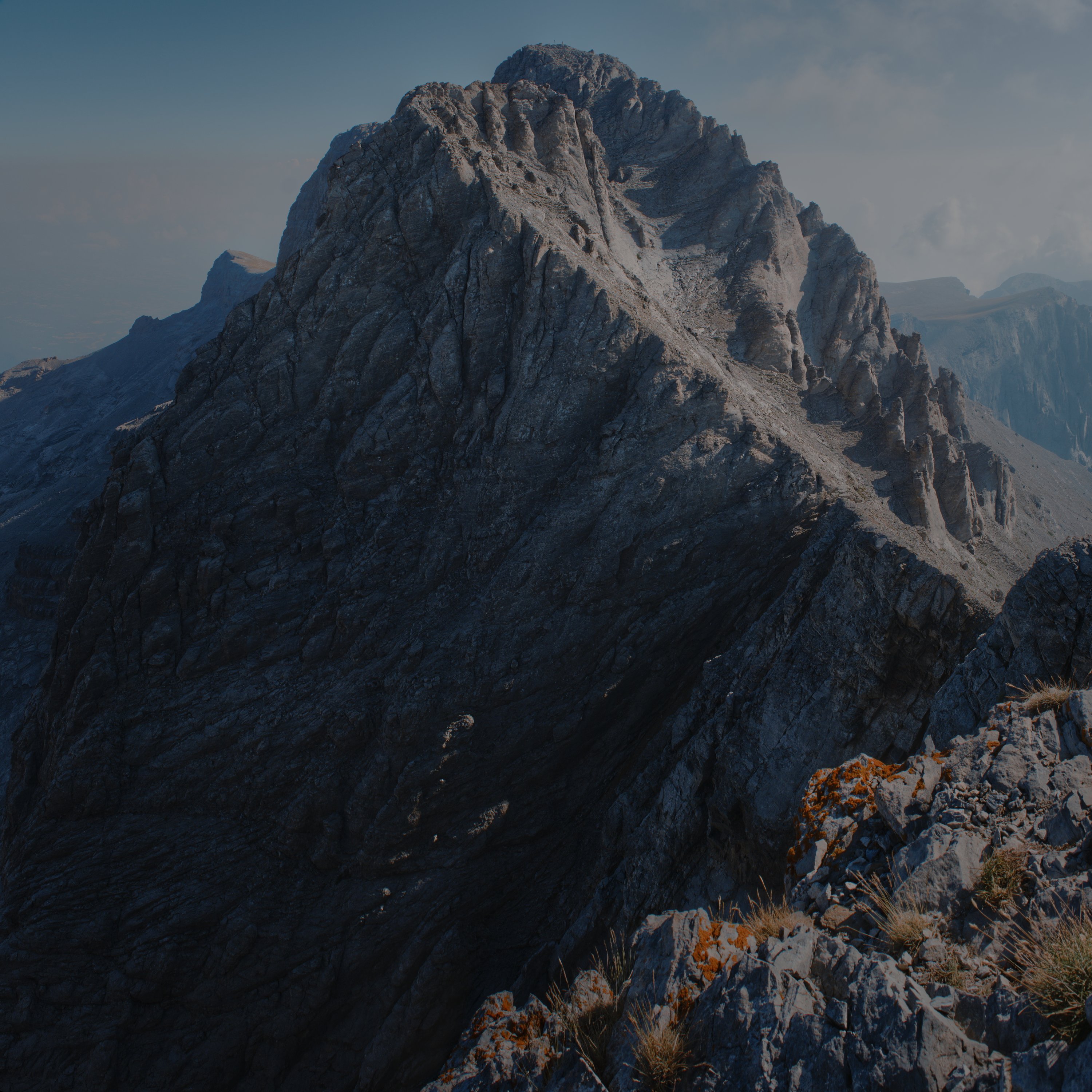 Looking along the last ridge toward the summit of Mount Olympus on the western approach. Greece