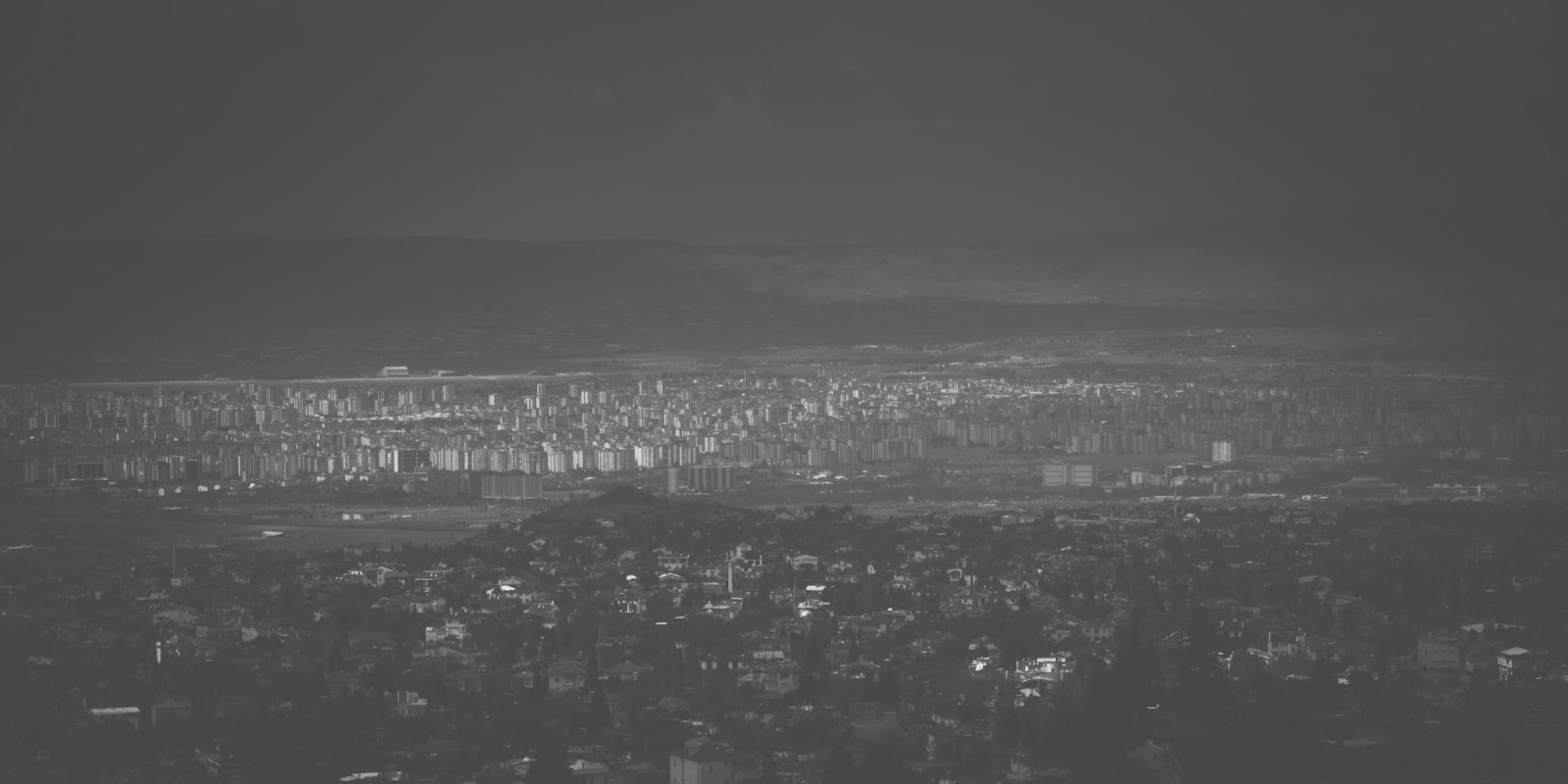 Look down at the dismal apartment sprawl of Kayseri after descending from over 2500 metres ASL. Turkey