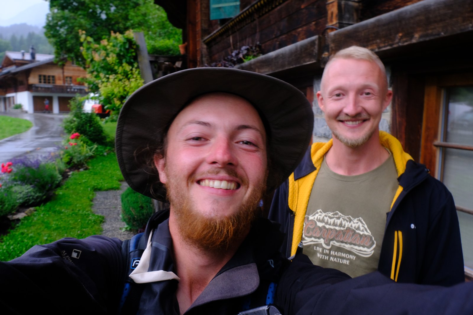 Milosh and I outside his house after he'd made me hot tea and taught me how to say hello. Switzerland