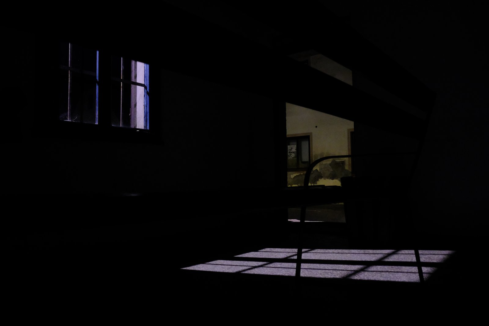 Moonlight on the floor of a bus stop where I spent the night in Feistritz an der Gail, Austria