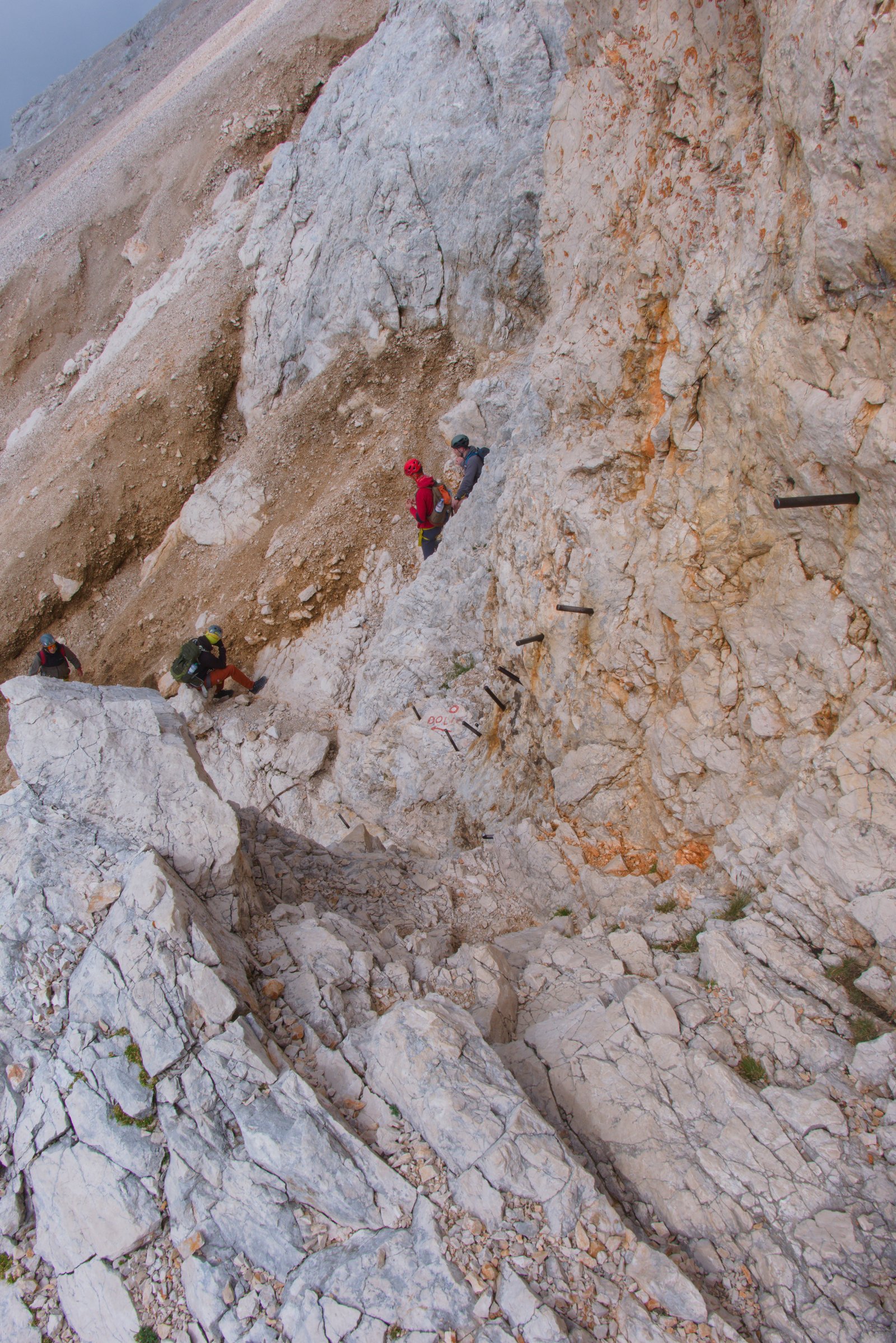 I passed four hikers slowed by their via ferrata harnesses. Triglav, Slovenia