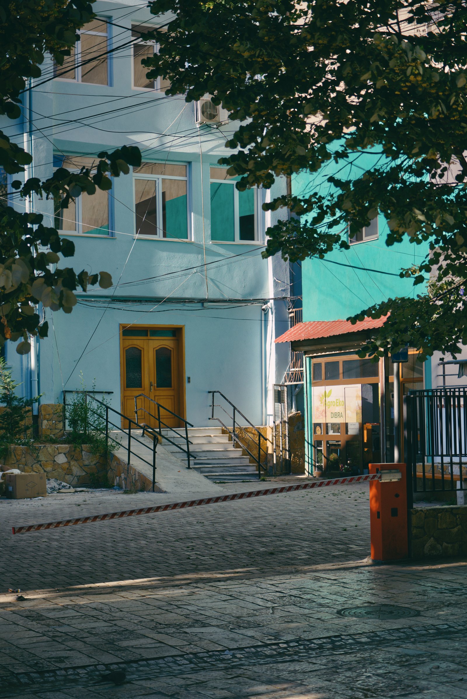 A gated apartment building in Peshkopi, Albania