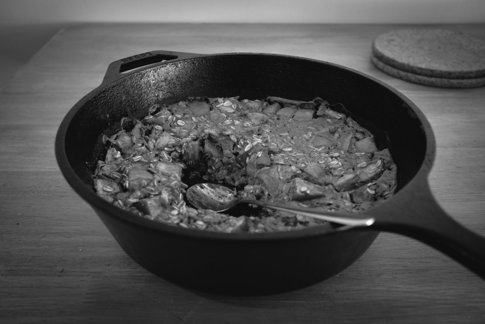 The crime scene, a hole in the middle of the oatmeal. Vancouver, Canada