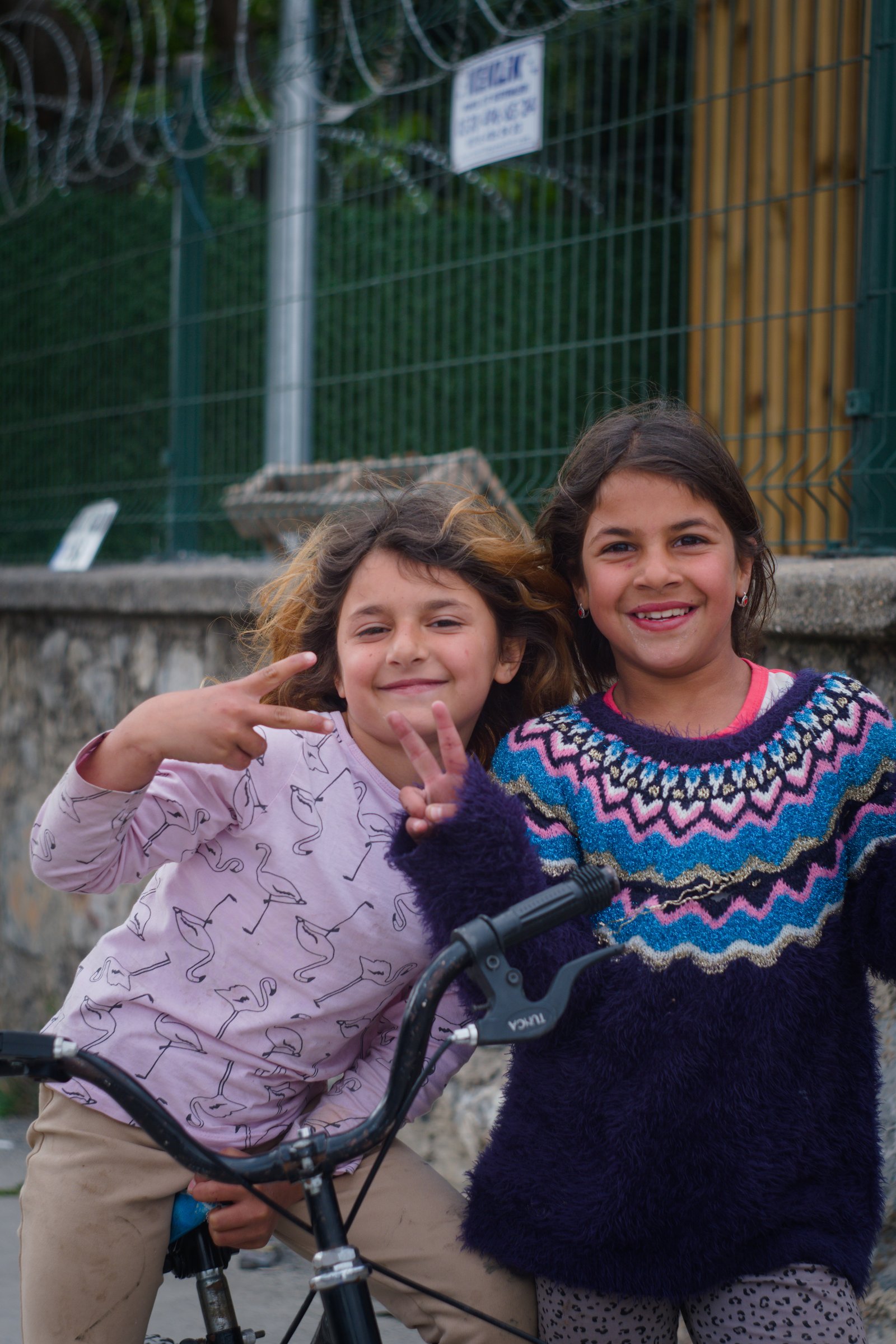 Günseli and Nor strike a pose after insisting I take their 'fotograf', outside Istanbul, Turkey