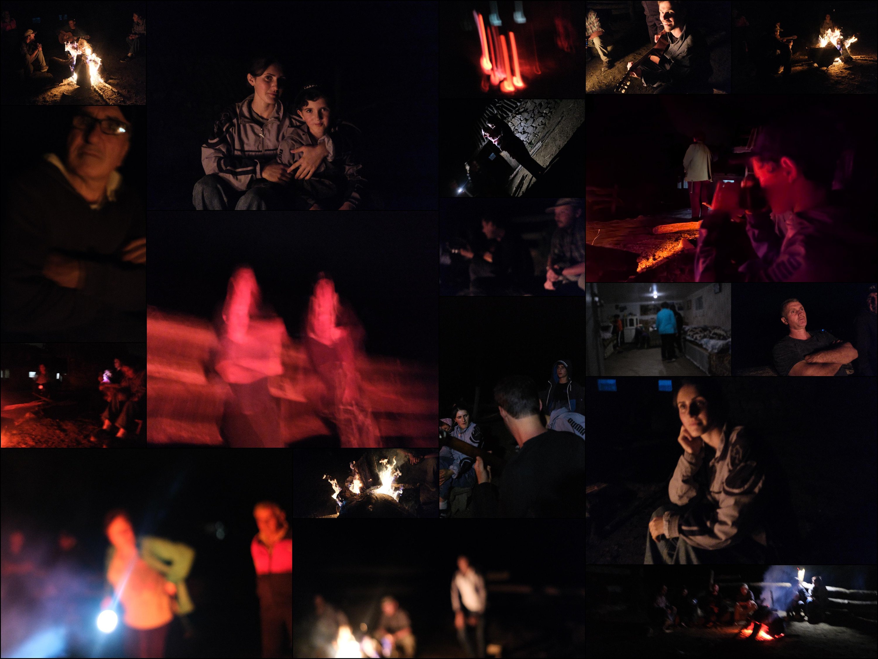 A collage of photos taken by young Samvel around the fire when my camera was not my own. Armenia