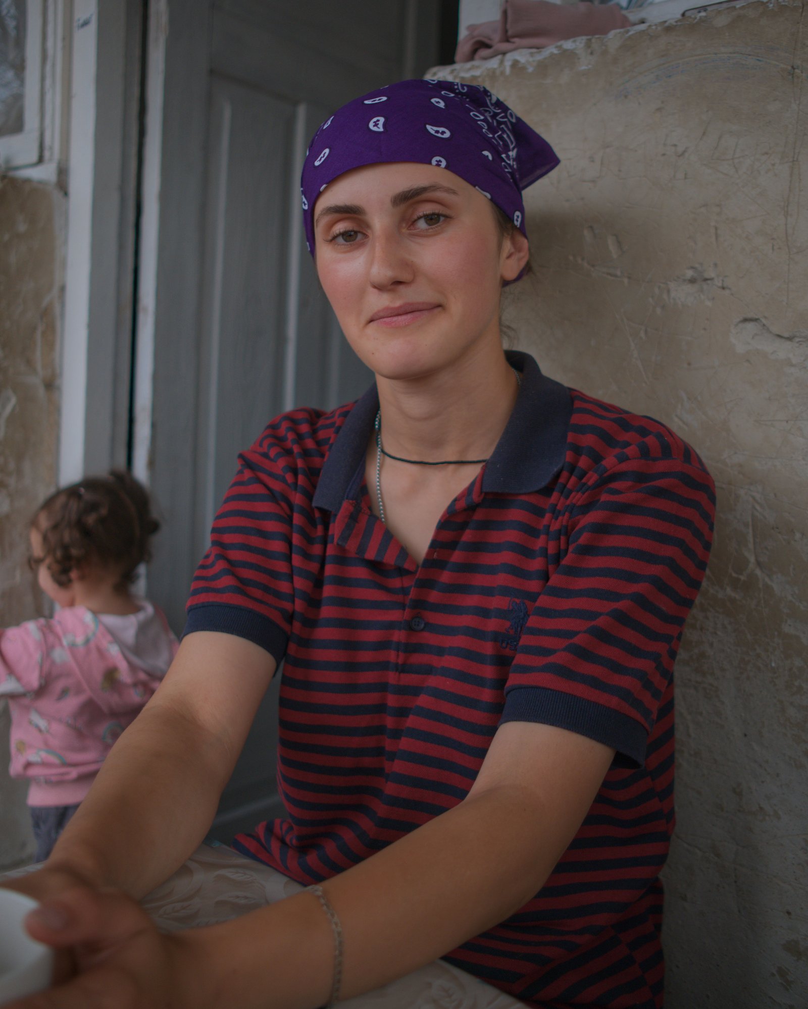 Arpine (Արփինե) wearing a Swiss handkerchief as a durag, mimicking some her favourite west coast rappers. Armenia
