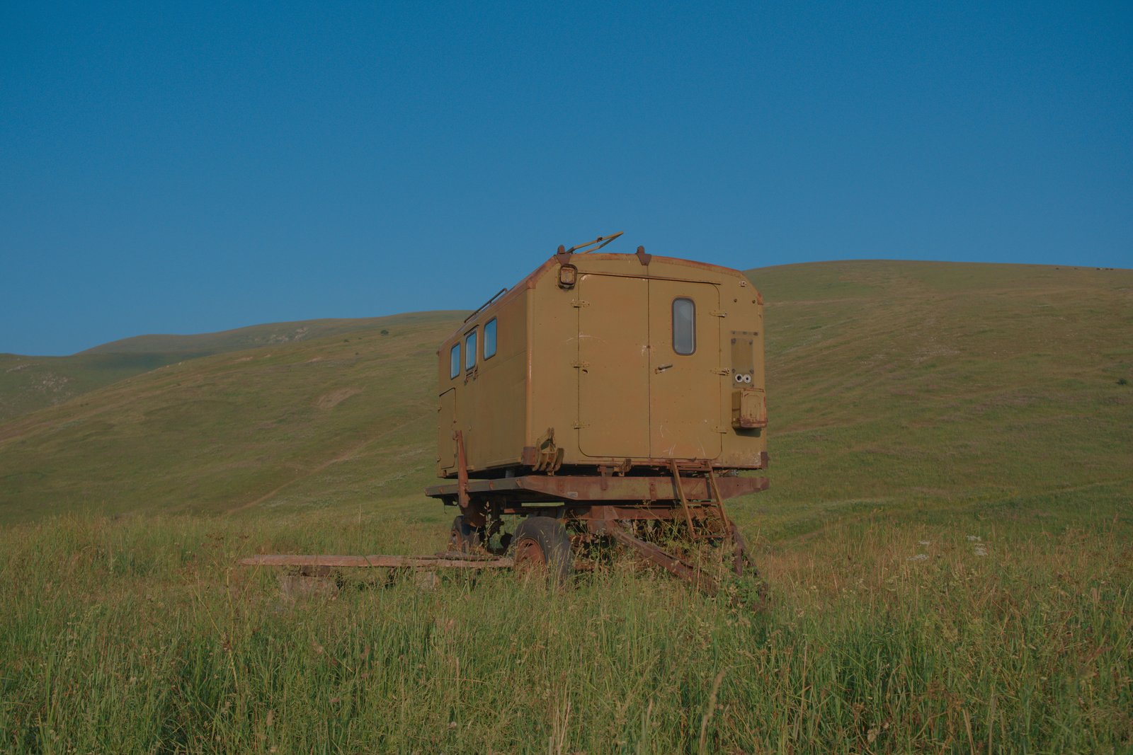 Jonny and I's Soviet trailer for one night, up on a saddle between two mountains in Armenia
