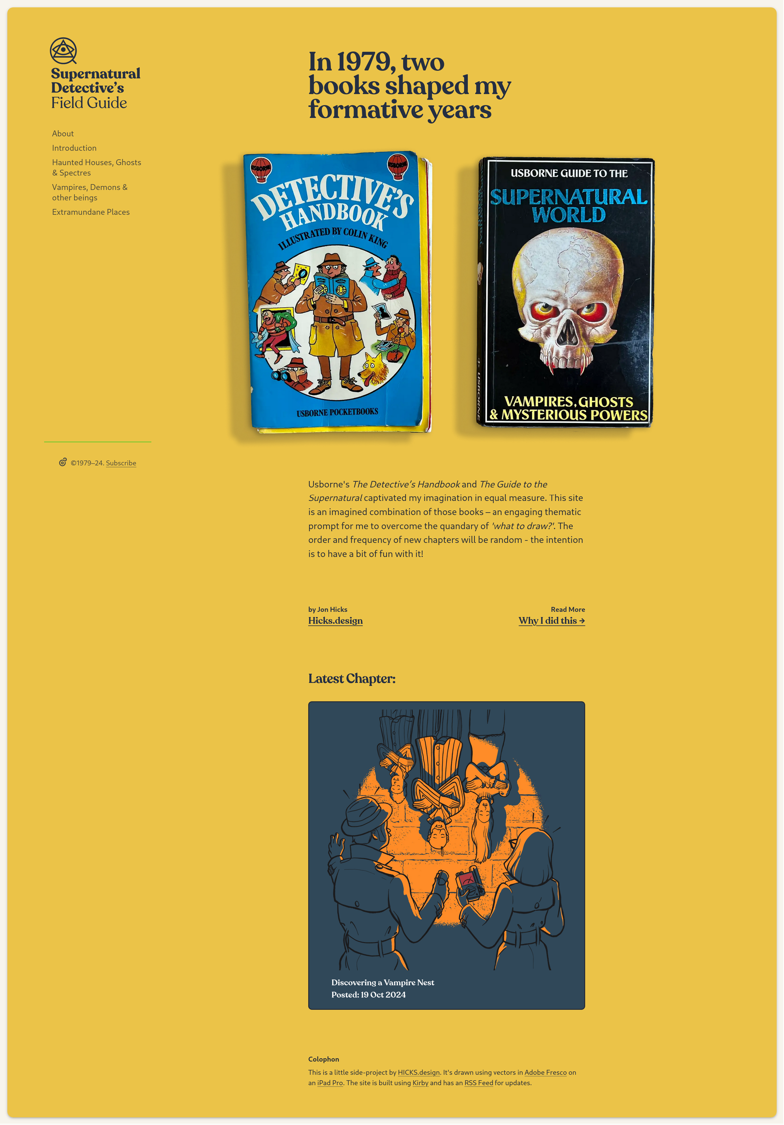 Screenshot of Jon Hicks' Supernatural Detectives Field Guide