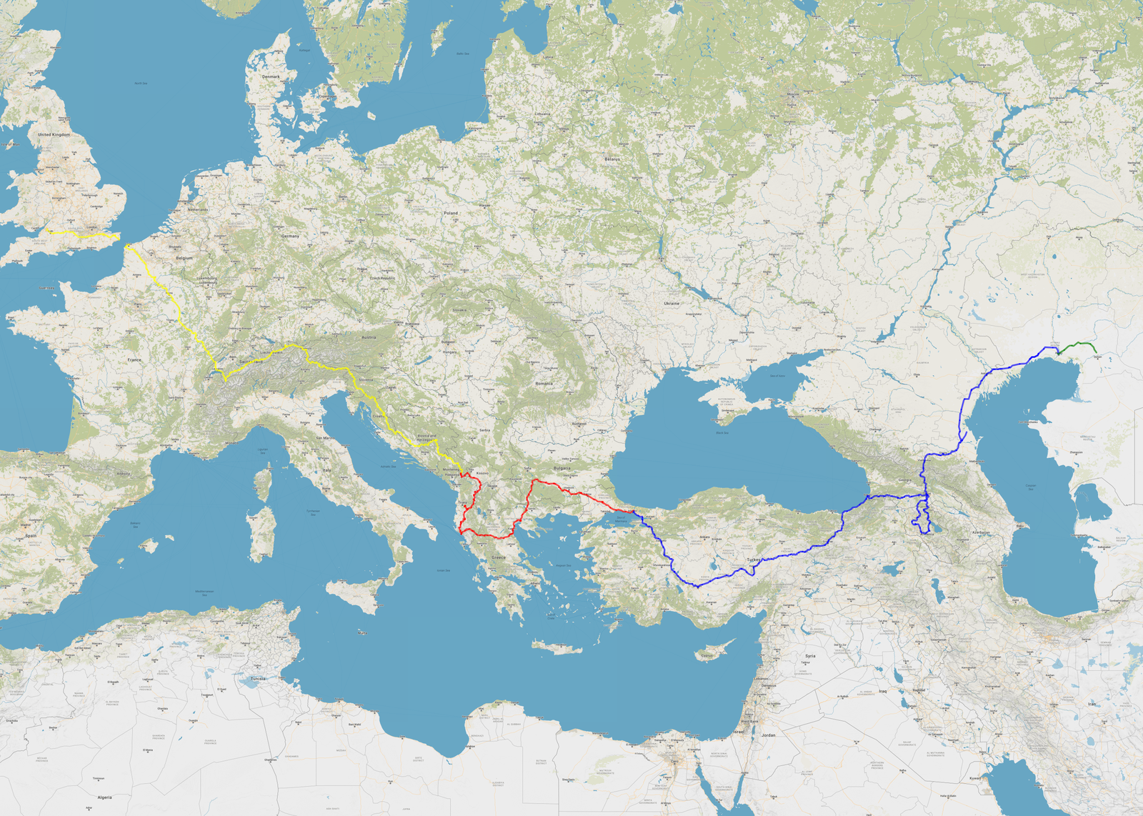 The map of my walk to India
