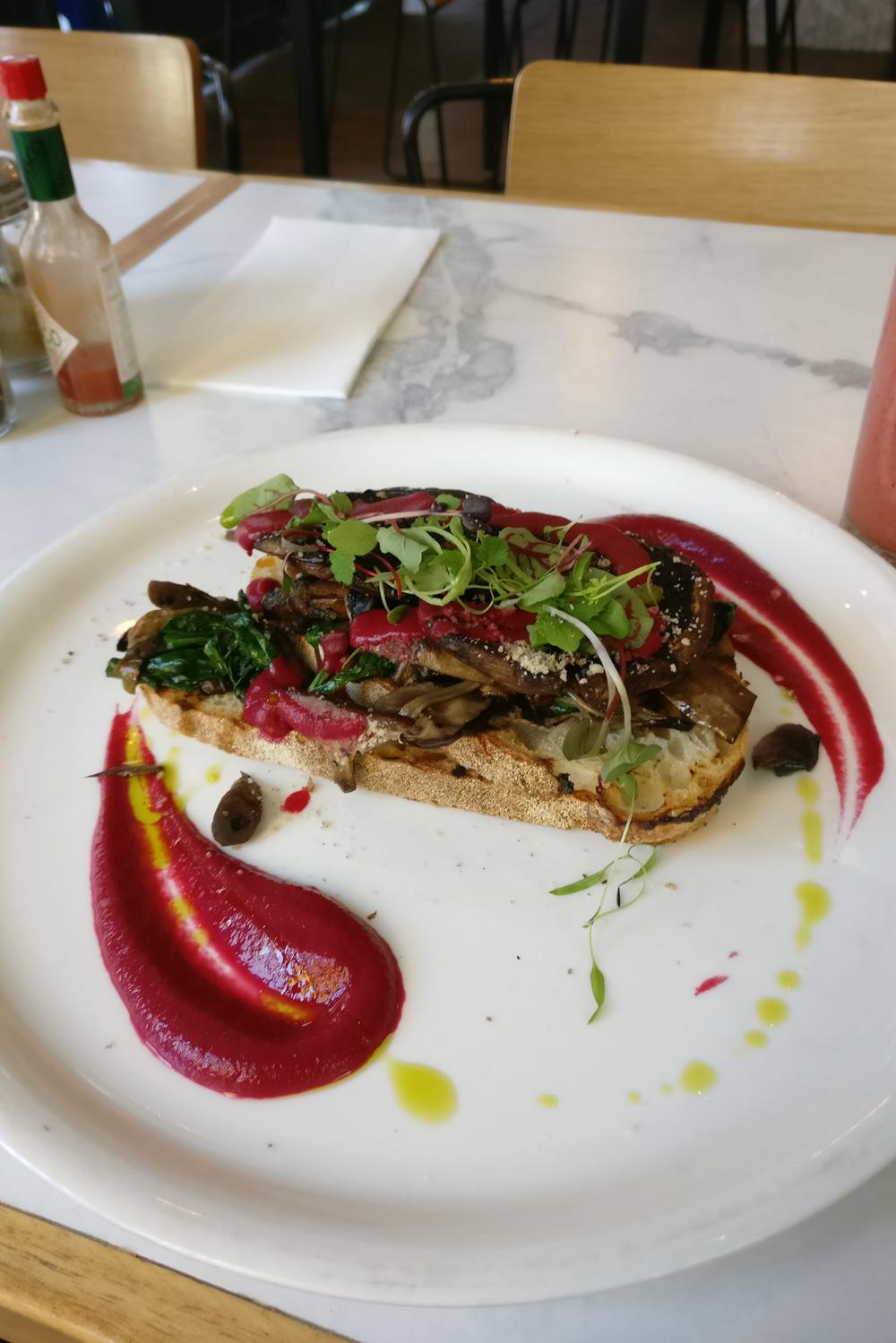 Mushrooms on toast in a Fitzroy cafe