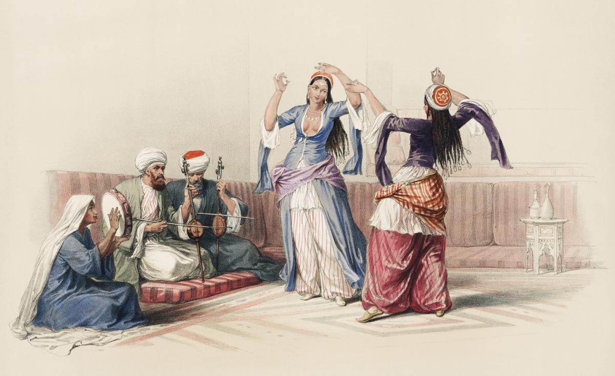 Dancing girls at Cairo illustration by David Roberts