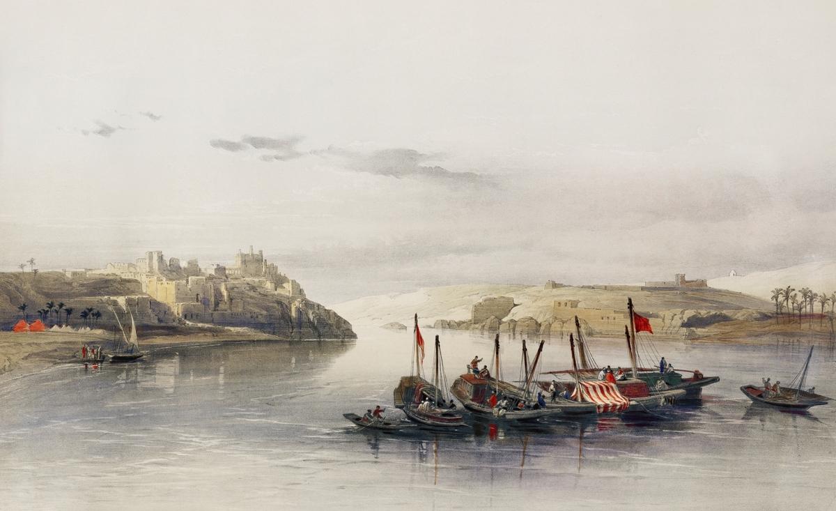 General view of Esouan and the Island of Elephantine illustration by David Roberts