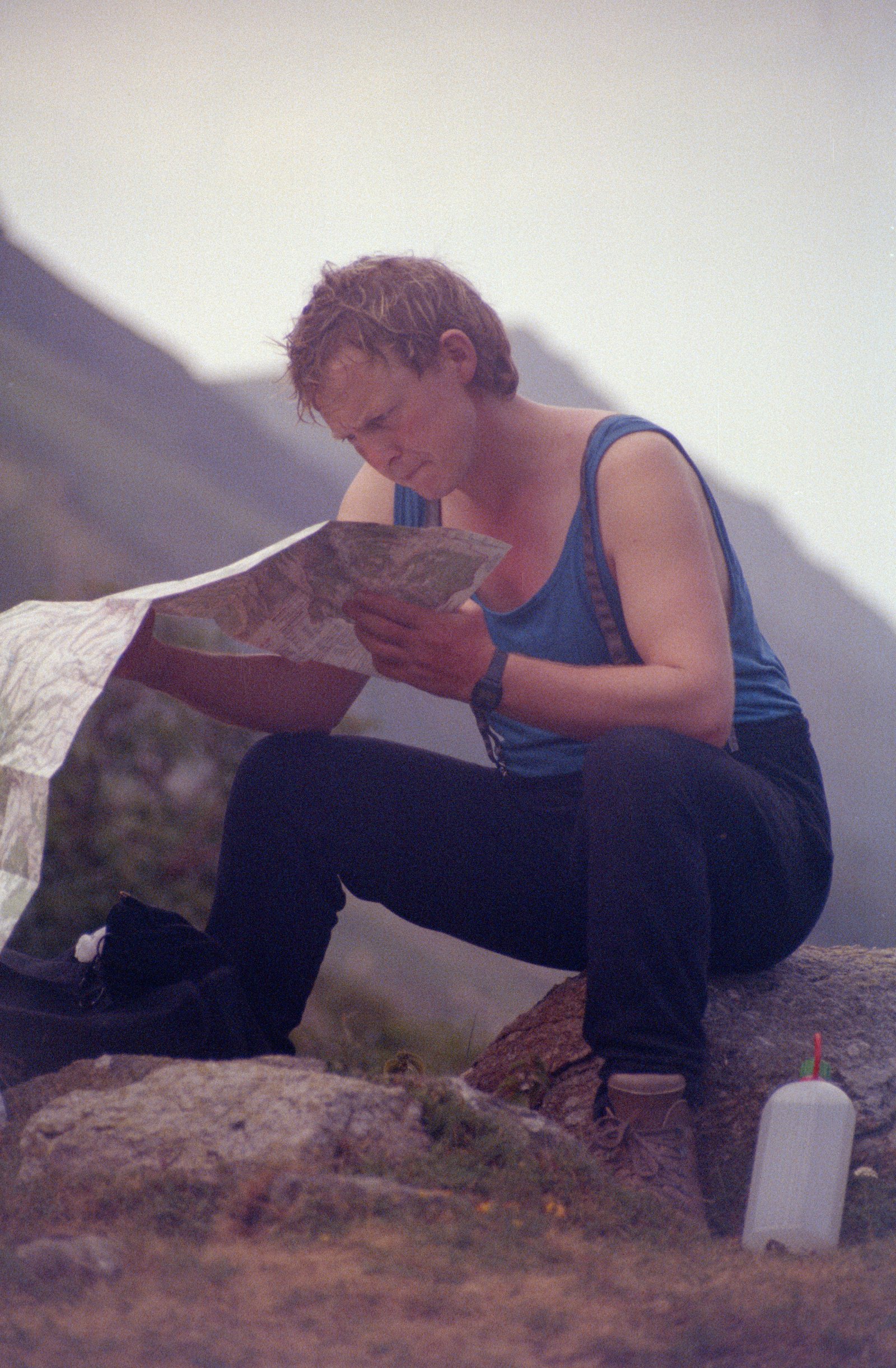 My father, hunched over a map somewhere up in the Alps