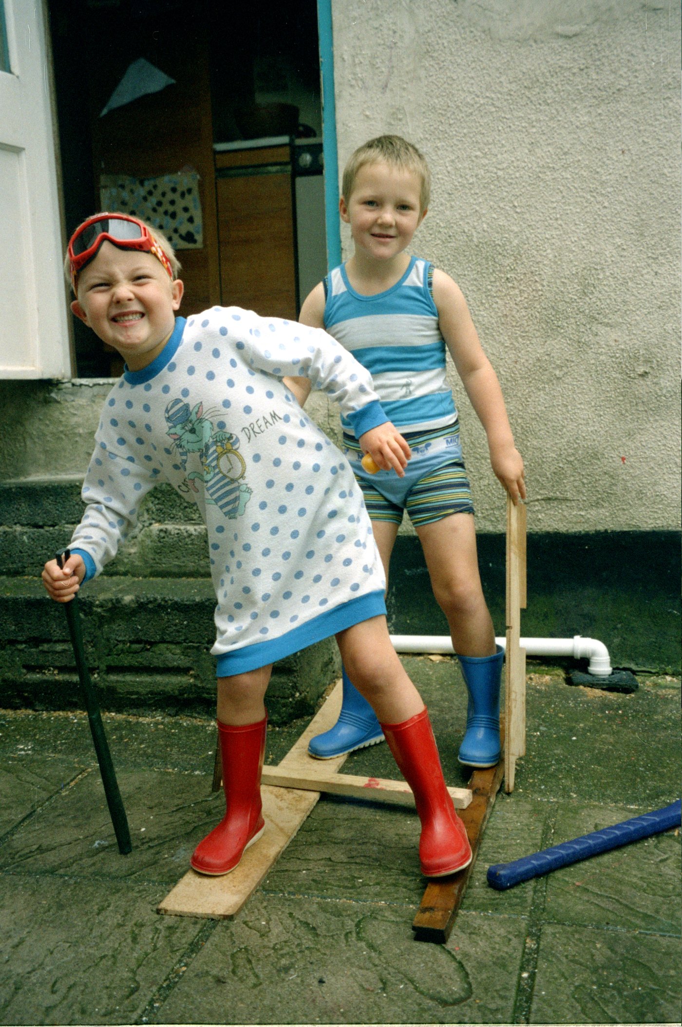 Me (left) and Jamie (right) in the back garden at the house on Belmont Road. Bristol, England